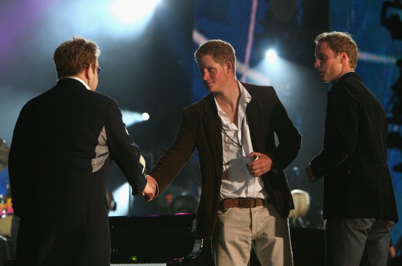 Elton John, Prince Harry and Prince William