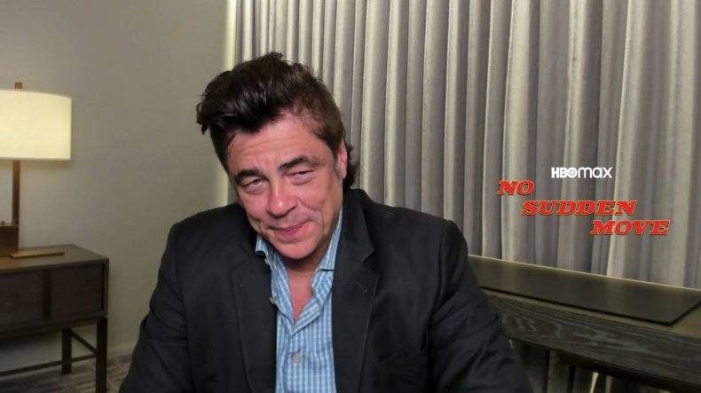 Benicio del Toro speaking to Newsweek