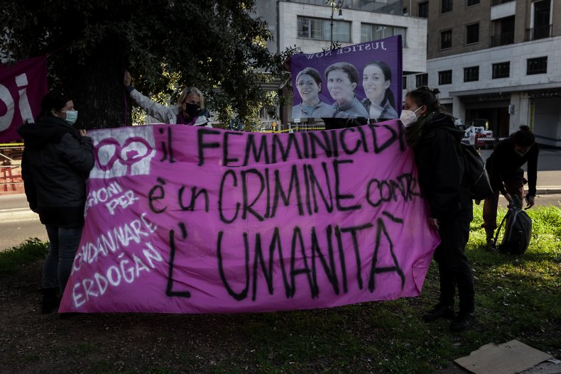 Women protest against Turkey’s withdrawal from the Istanbul Convention