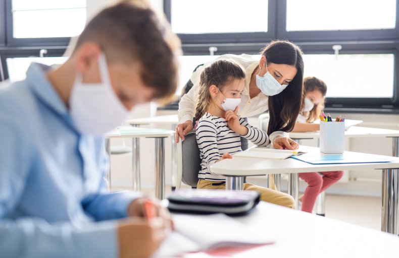 Children and teacher stock photo