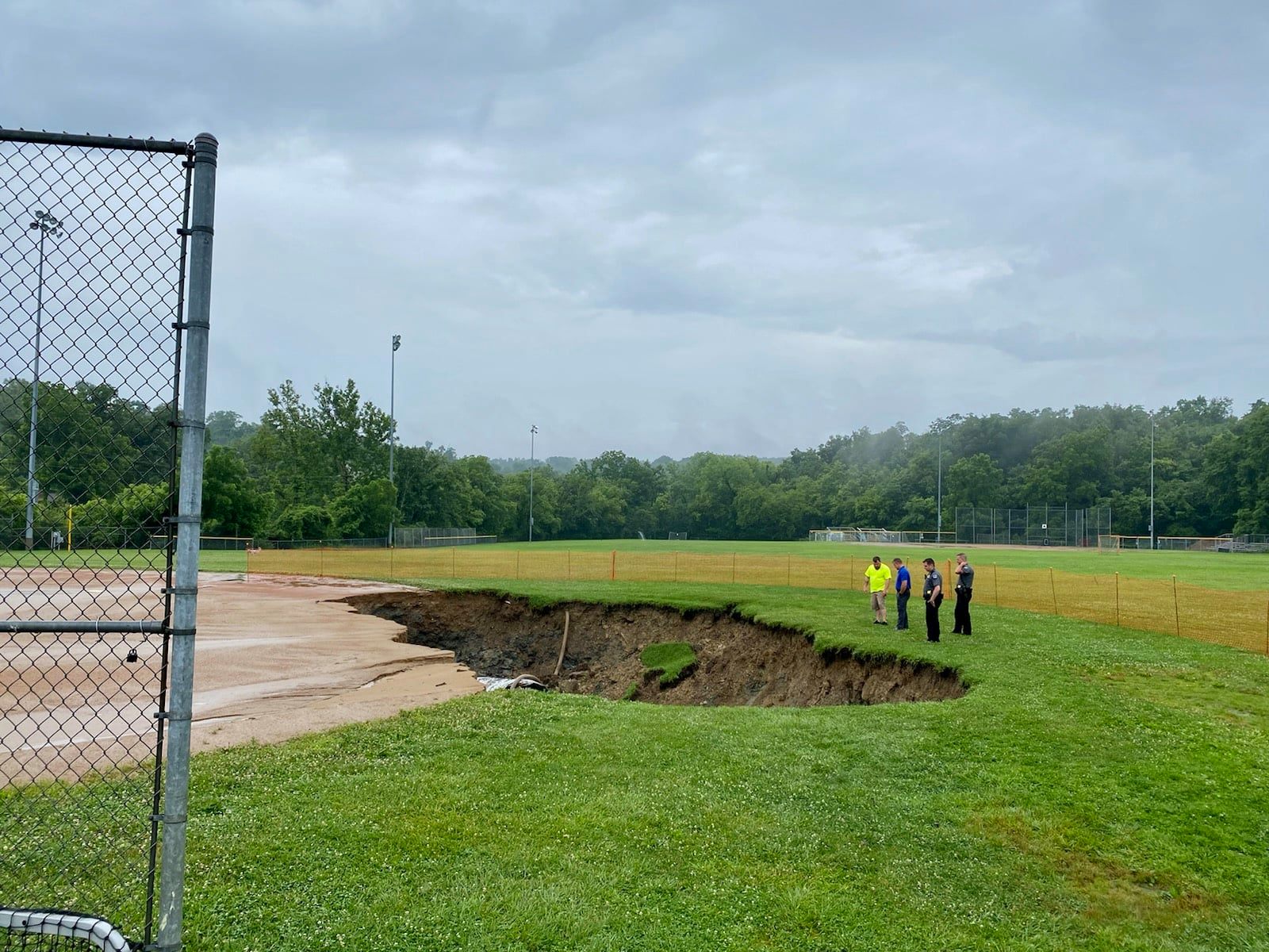Large Sinkhole Swallows Ohio Baseball Field