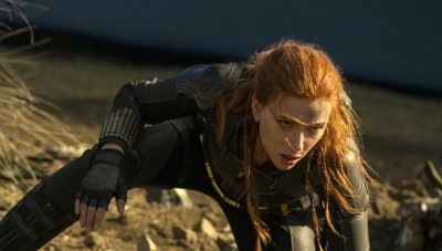 Scarlett Johansson as Black Widow in black