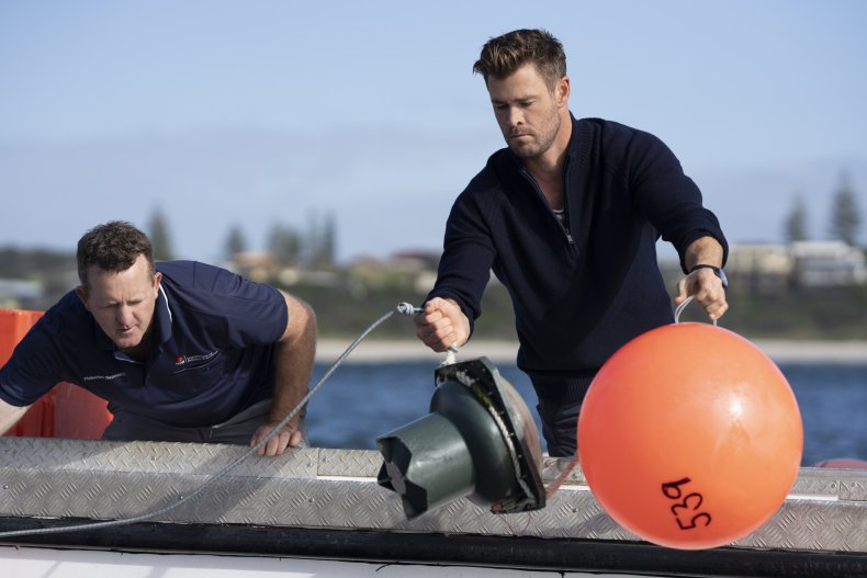 Chris Hemsworth investigating sharks