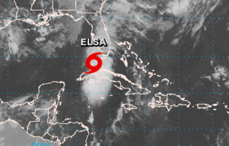 Tropical Storm Elsa satellite image.