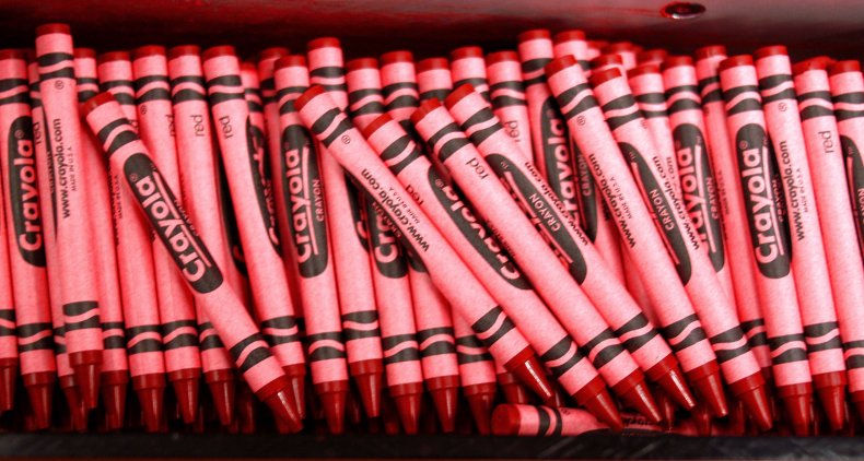 Red crayons awaiting packaging