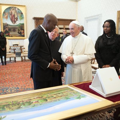 Pope Francis with Jovenel Moise at Vatican. Pope Francis with Jovenel Moise at Vatican.