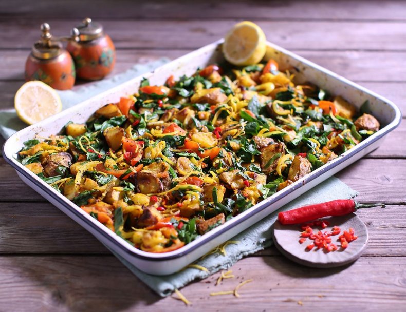 Oven-Baked Saag Aloo with Wild Garlic