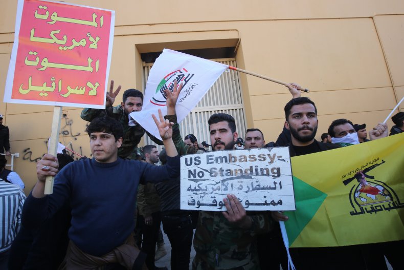 US, embassy, protest, Baghdad, Iraq