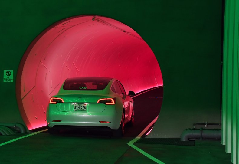 Tesla Driving in Access Tunnel