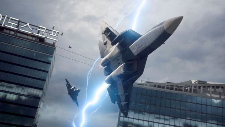 A Plane Avoids a Lightning Bolt