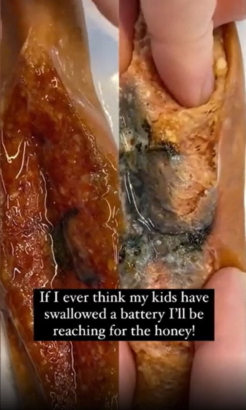 Screengrab from @tinyheartseducation button battery video.