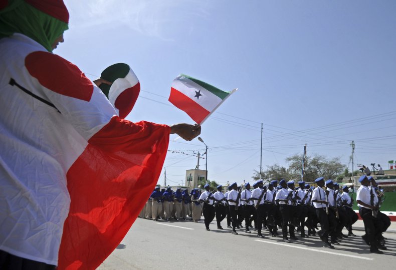 People wave Somaliland flags 