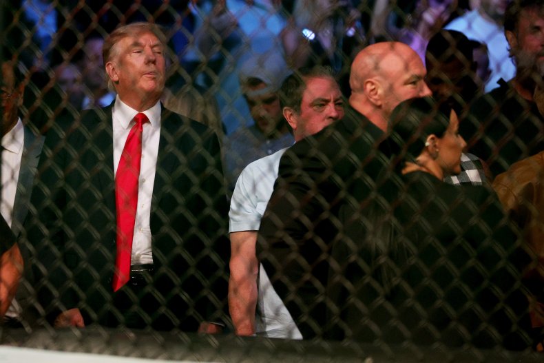 Donald Trump looks on during UFC 264.