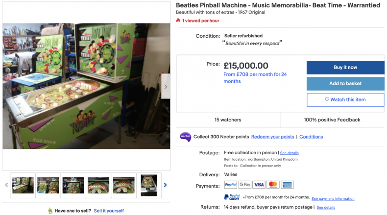 Beatles Pinball Machine ($21,000)