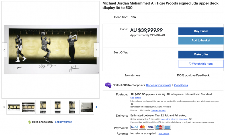 Michael Jordan Muhammed Ali Tiger Woods Signed