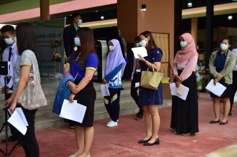 People Wait for Vaccine in Thailand