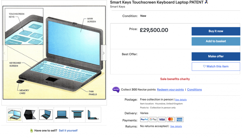 Smart Keys Touchscreen Keyboard Laptop Patent ($40,000)