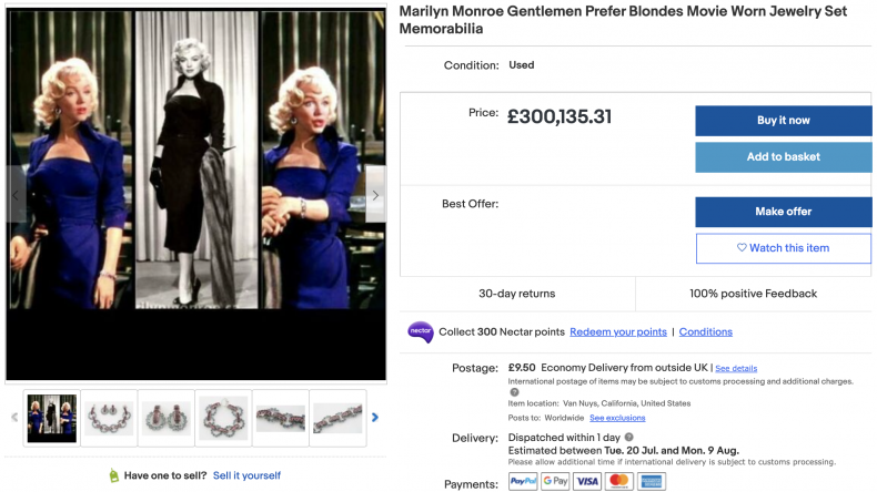 Marilyn Monroe Gentlemen Prefer Blondes Movie Worn