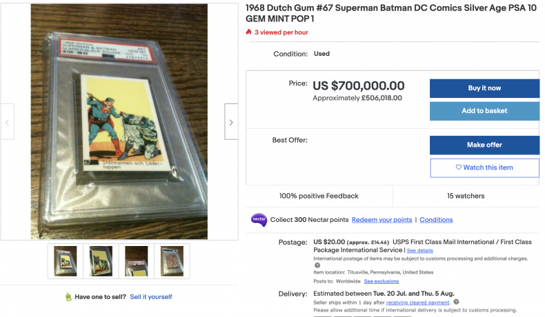 Vintage Dutch Gum #67 Superman Batman DC