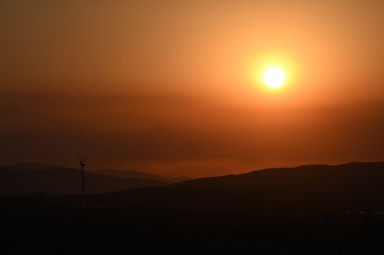 The sun sets in Palmdale, California