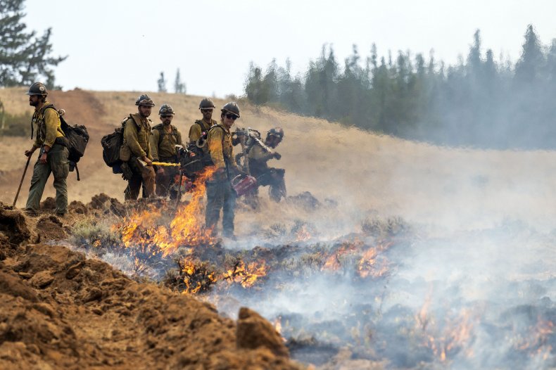Firefighters tackle wildfire blaze in Washington