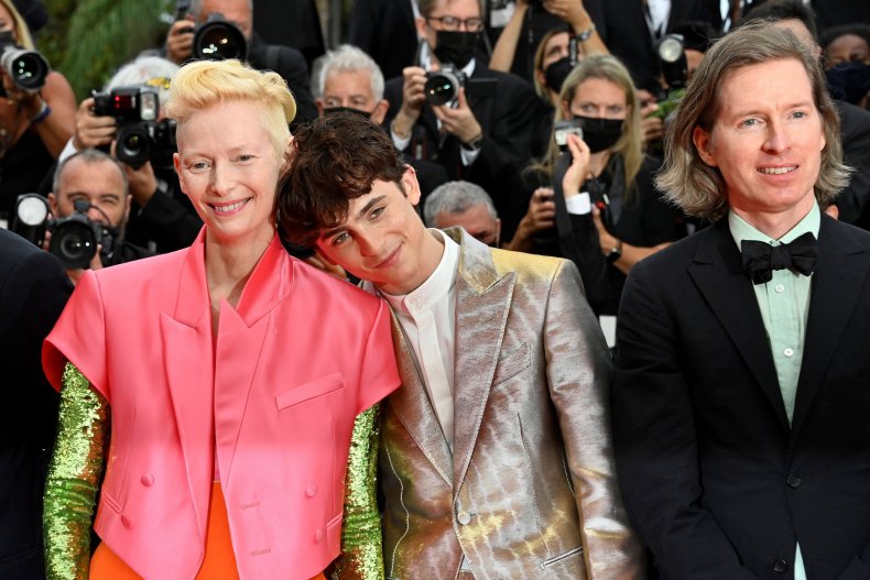 Tilda Swinton, Timothee Chalamet and Wes Anderson
