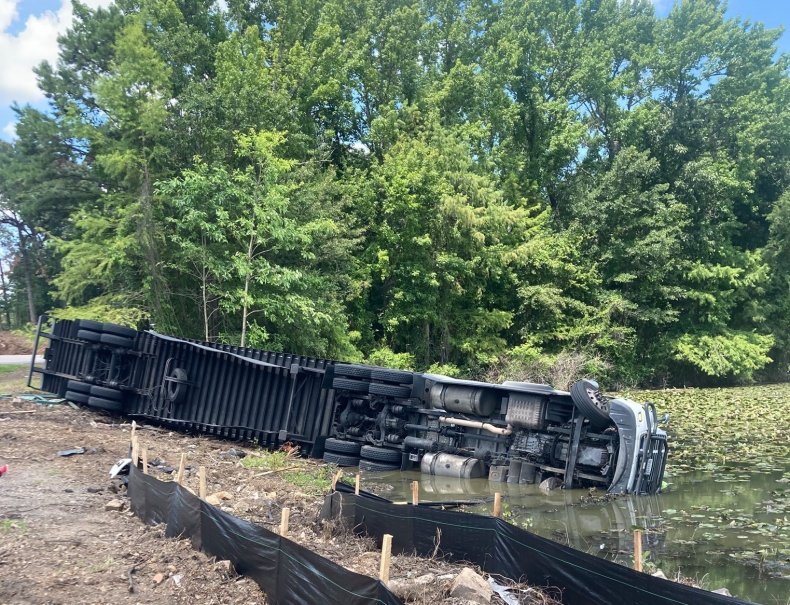 Truck carrying ramen noodles crashed