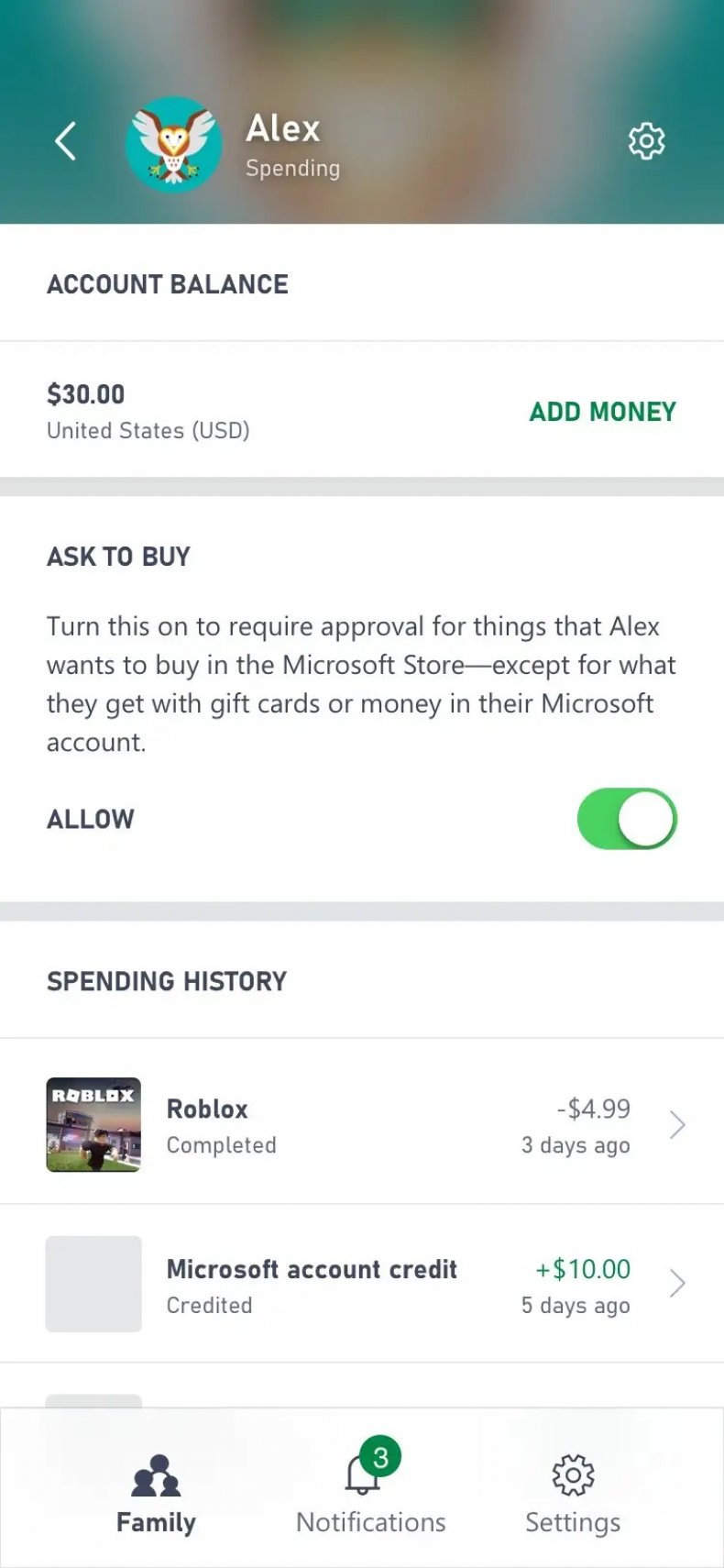 The Xbox Ask to Buy Toggle