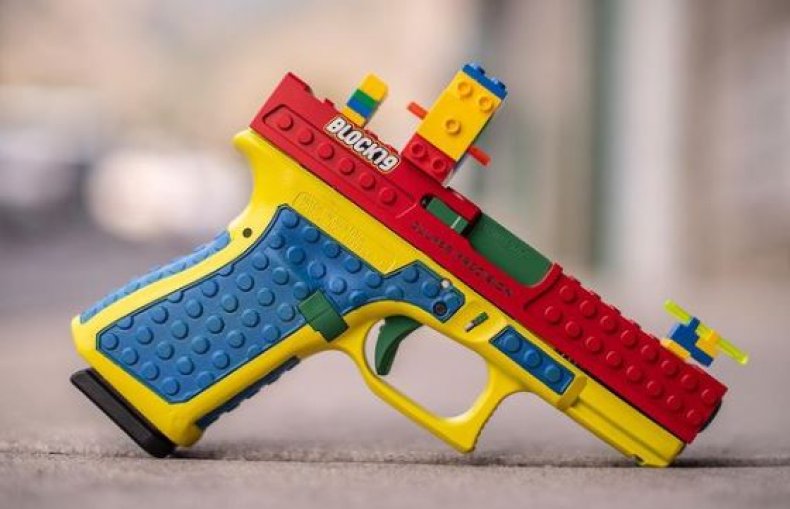 The gun was made using Legos