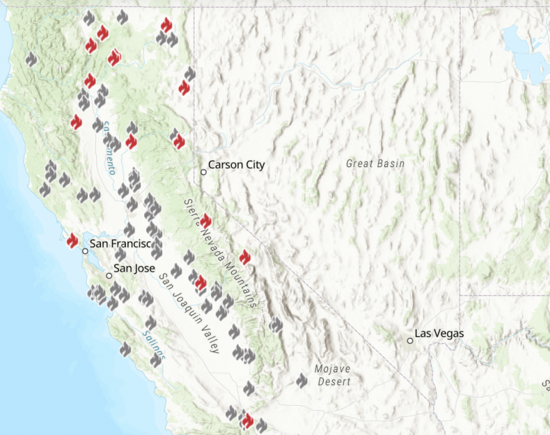 California wildfires map