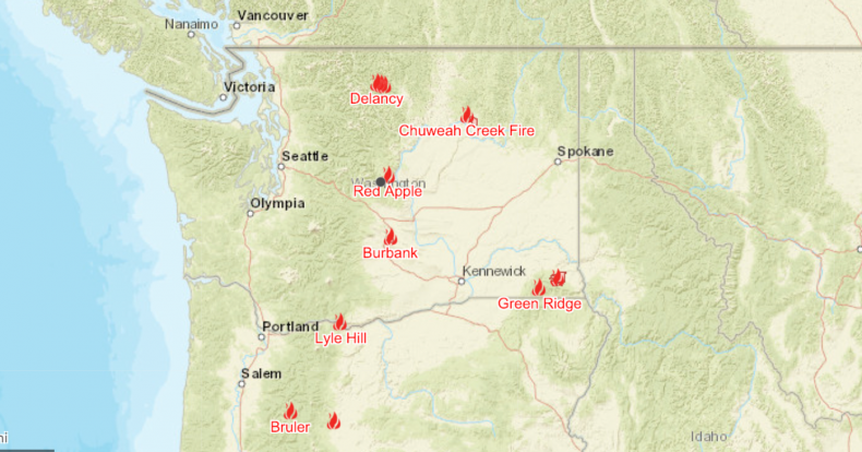 Washington fire map