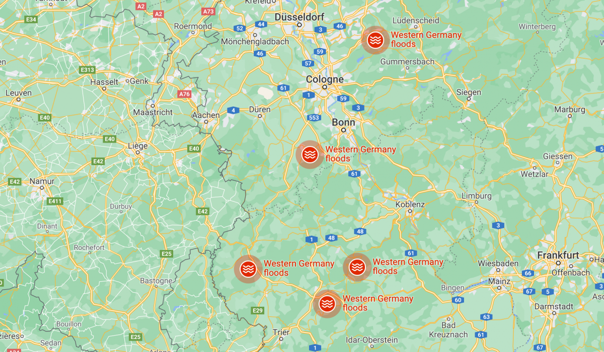 Germany flooding map