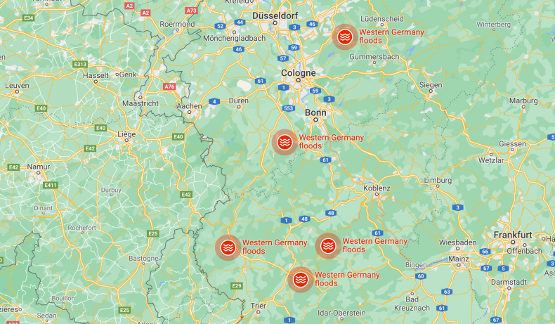 Germany flooding map