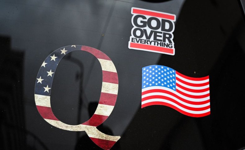 QAnon sticker on back of car