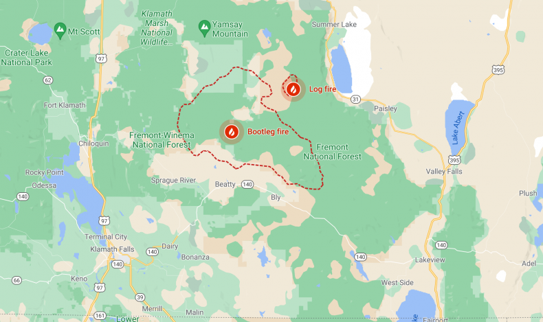 Bootleg fire map