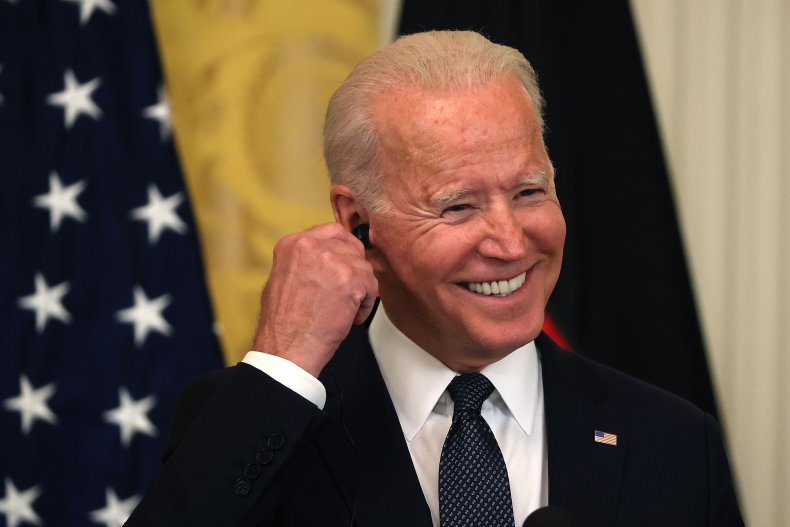 Joe Biden Smiles at a News Conference