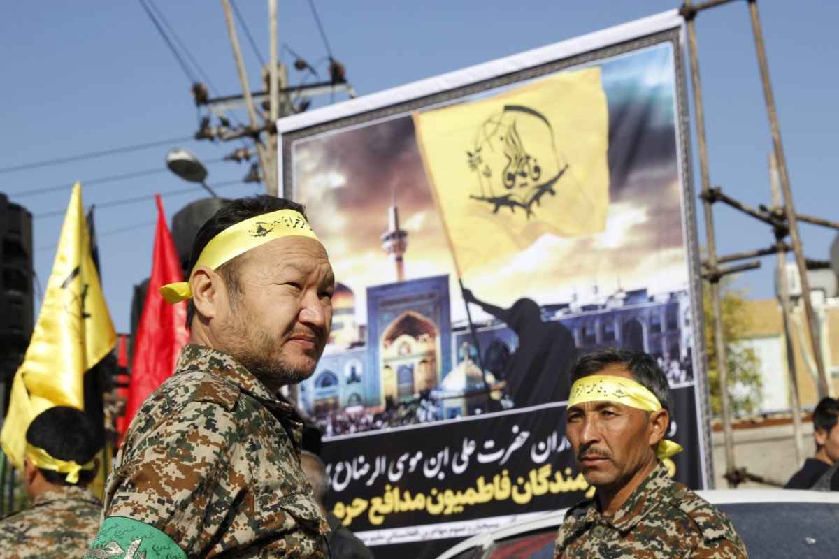 Fatemiyoun, Brigade, members, attend, ceremony, Iran