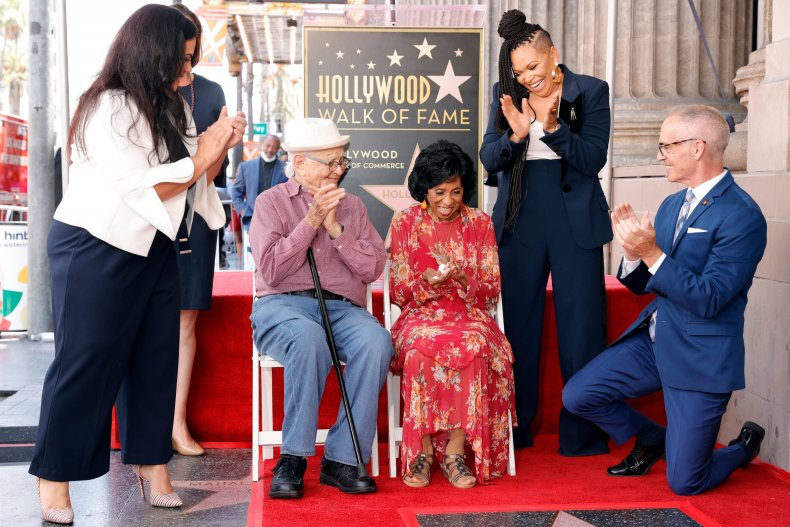 Norman Lear supports Marla Gibbs at ceremony