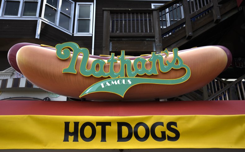 A Nathan's Famous Hot Dogs stand. 