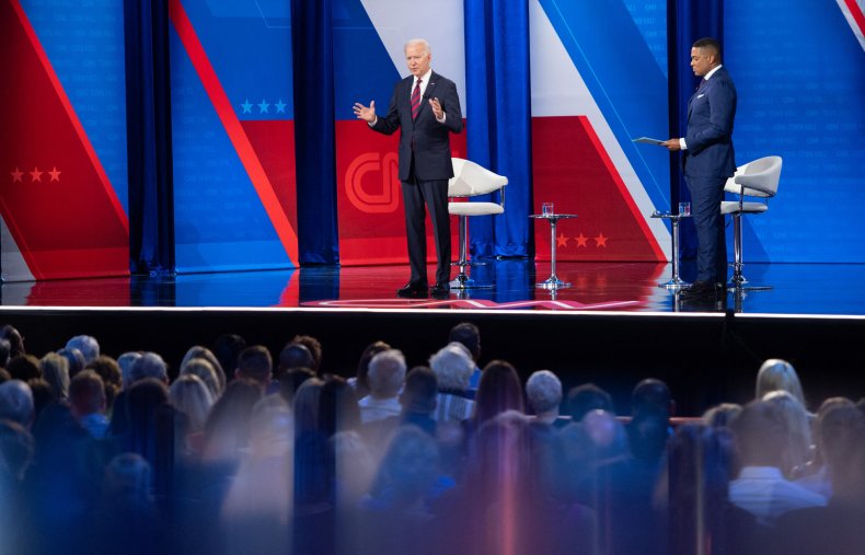Joe Biden and Don Lemon onstage.