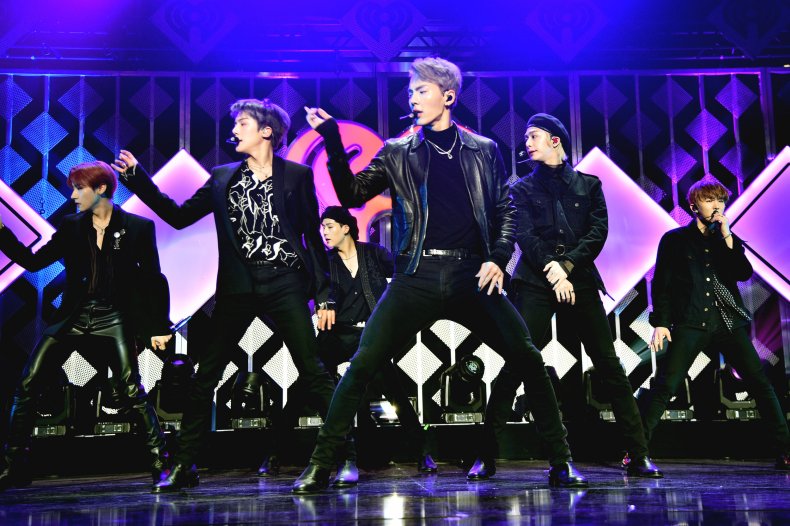 Monsta X performing in NYC in 2019.
