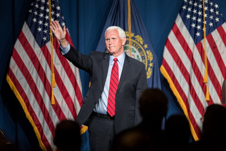 mike pence addresses crowd in new hampshire