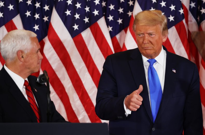 trump and pence in east room november4
