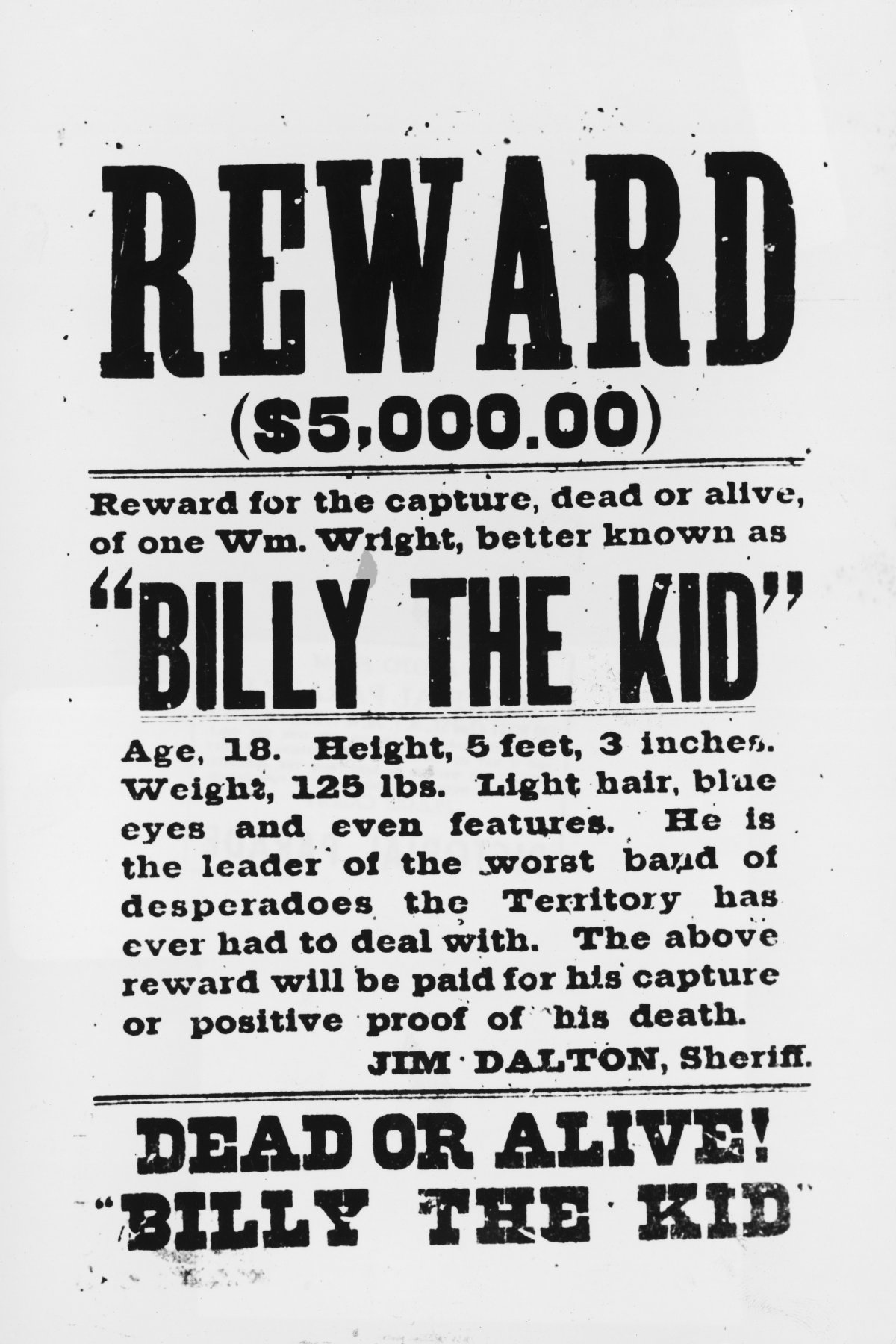 A wanted poster for Billy the Kid.