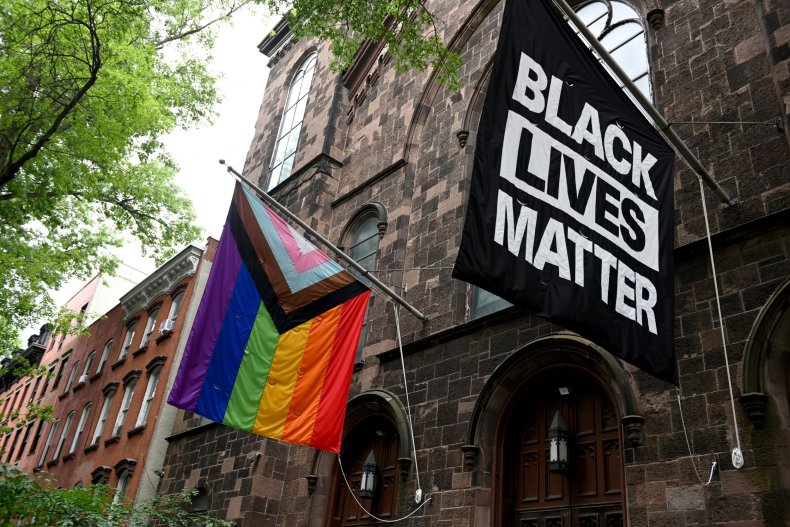 Black Lives Matter and Pride flags