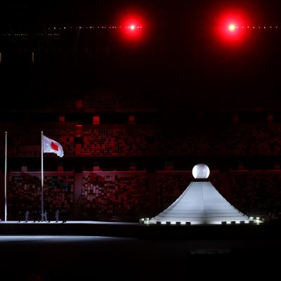 Japanese flag raised during Olympics opening ceremony Japanese flag raised during Olympics opening ceremony