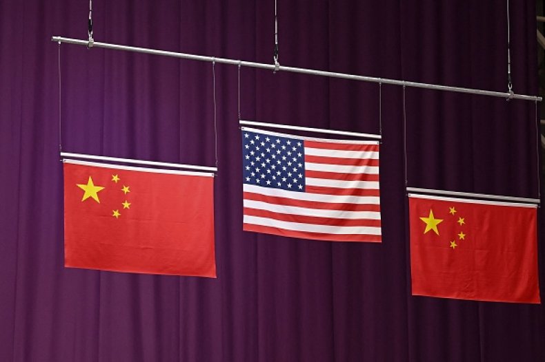China and US Olympic Flags
