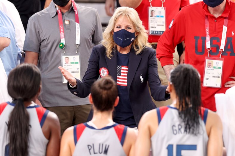 Jill Biden cheers on Team USA.