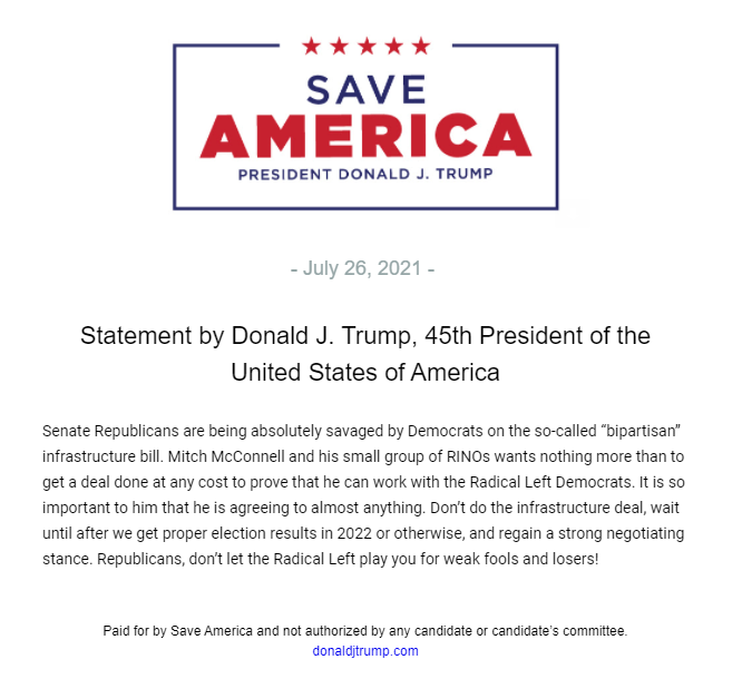 Trump Infrastructure Statement