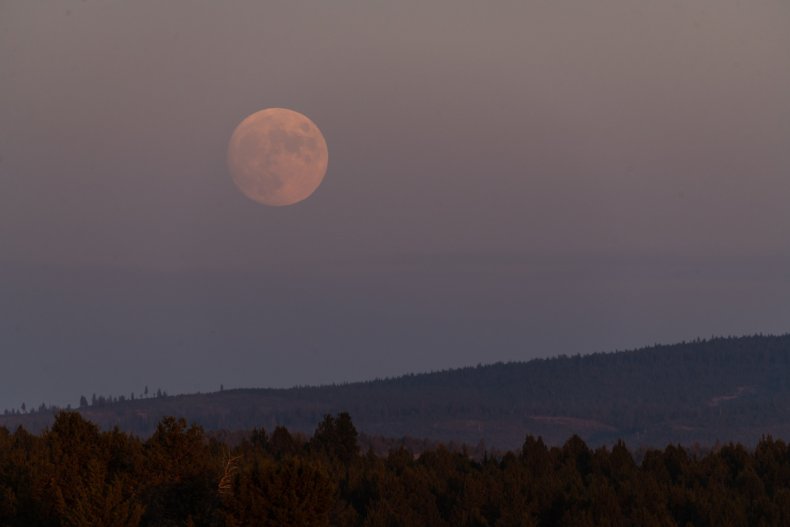 Moon covered with smoke in oregon